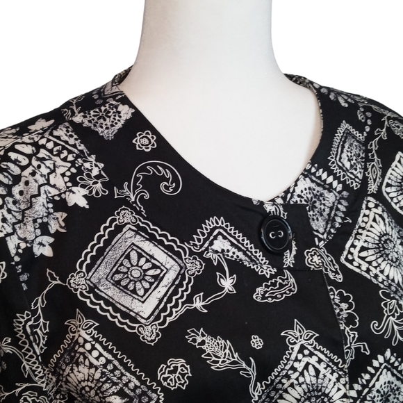 Coldwater Creek black white pattern button up lightweight jacket size 12 - Picture 2 of 9